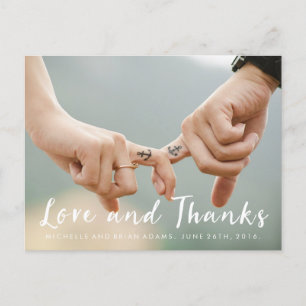 Wedding Photo Thank You Card White Text