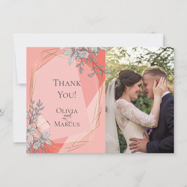 Wedding Photo Thank You  |  Coral Floral (Front)