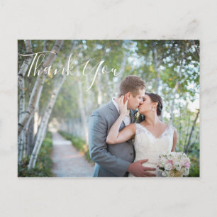 Wedding Photo Thank You Elegant Script Postcard