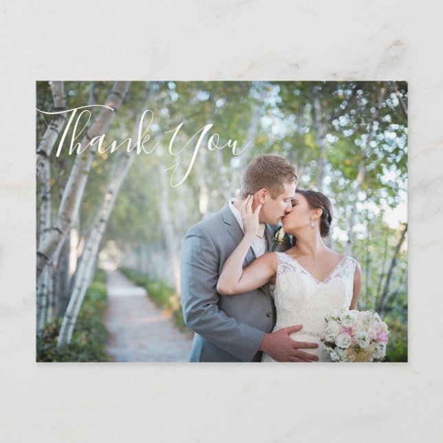 Wedding Photo Thank You | Elegant Script Postcard (Front)
