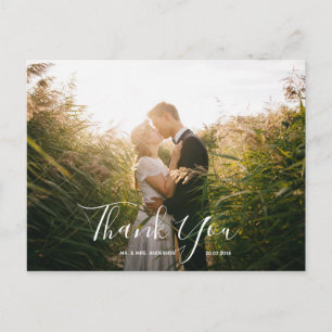 Wedding Photo Thank You Elegant Script Postcard