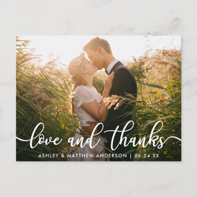 Wedding Photo Thank You | Love and Thanks Postcard (Front)