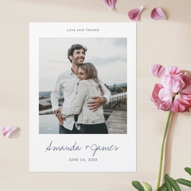 Wedding Photo Thank You Magnet Blue Typography (Creator Uploaded)
