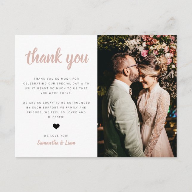 Wedding Photo Thank You Postcard (Front)