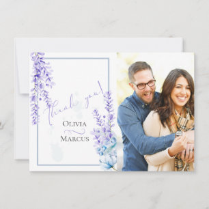 Wedding Photo Thank You Watercolor Lavender Card