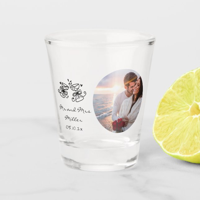 Wedding Photo whimsical Shot Glass Favor (Front)