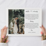 wedding photo with vows modern calligraphy faux canvas print<br><div class="desc">fully editable wedding poster with a personalized couple photo and vows,  a modern heart calligraphy font. A great wedding souvenir for your wedding or as the perfect gift to a newly married couple!</div>