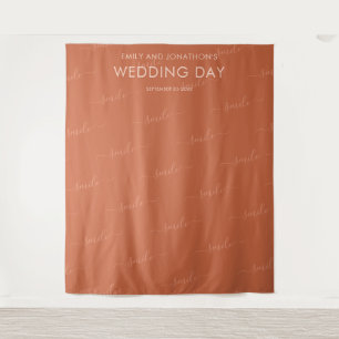 Wedding Photobooth Backdrop Typography Terracotta  Tapestry