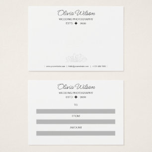 Wedding Photography Gift Certificate