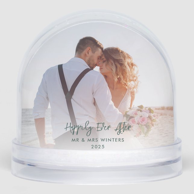 Wedding Photos Happily Ever After Custom Snowglobe (Front)