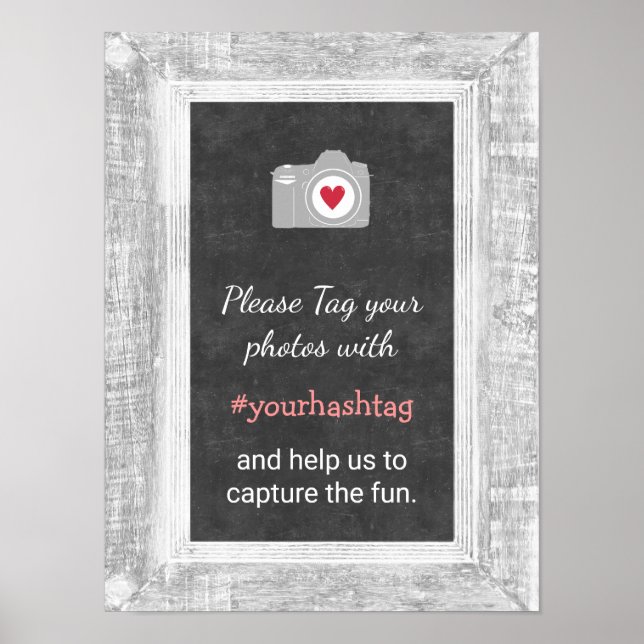 Wedding Photos Instagram Social Media Hashtag Sign (Front)