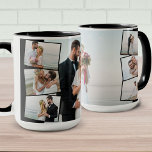 Wedding Picture Montage with ZigZag Photo Strip Mug<br><div class="desc">Create your own wedding photo mug with 7 of your favourite pictures. The photo template is set up to create a photo collage with one main background photo, overlaid with the remaining photos in a montage of vertical zigzags down the sides. Your pictures are displayed in landscape format with black...</div>