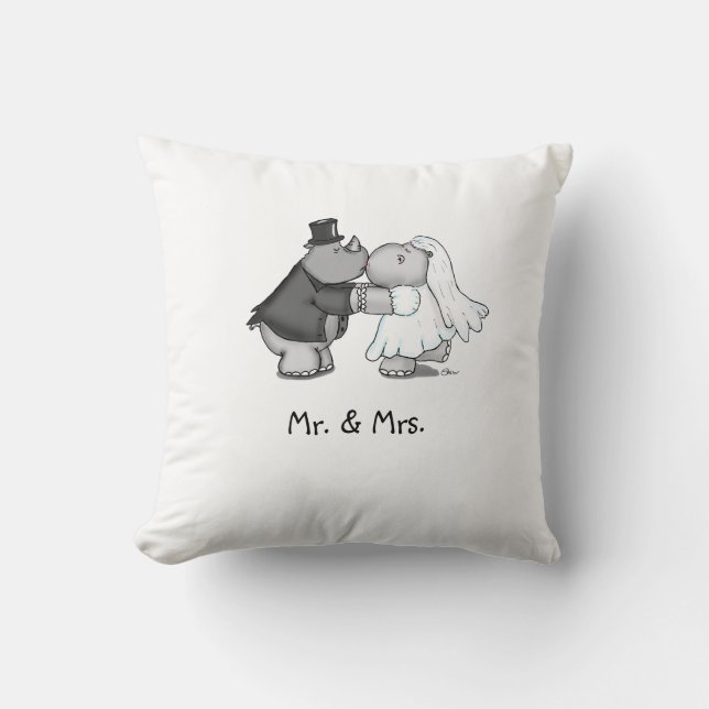 Wedding Pillow with Bride and Groom (Front)