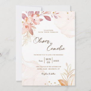 wedding Pink and brown Invitation card