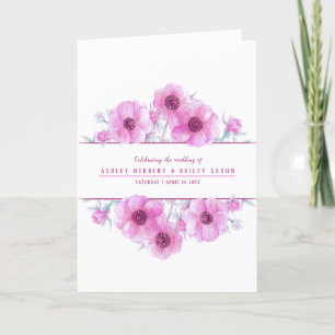 Wedding pink anemone flowers watercolor art program