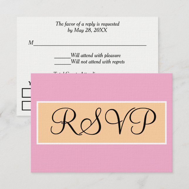 Wedding Pink Beige Sand RSVP Card (Front/Back)