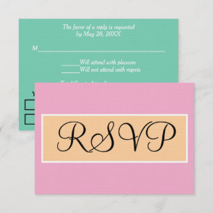 Wedding Pink Beige Seafoam Green RSVP Card