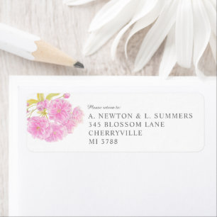 Wedding pink blossom watercolor customized address