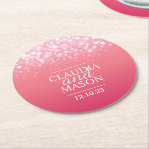 Wedding pink champagne paper coasters