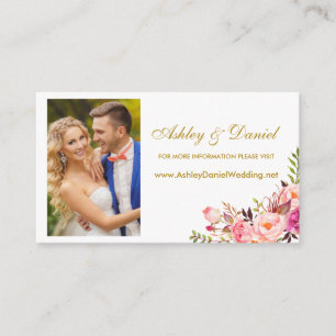 Wedding Pink Floral Photo Website Insert Card