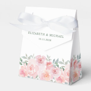 Wedding Pink Floral Watercolor Thank You Favor Box