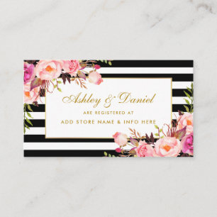 Wedding Pink Gold Striped Registry Insert Card