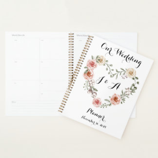 Wedding Pink Ivory Roses Organizer Planner