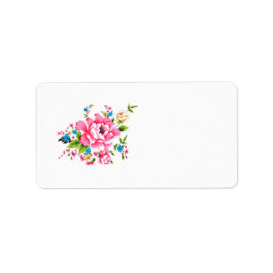 Wedding Pink Peony bunch of flowers Label