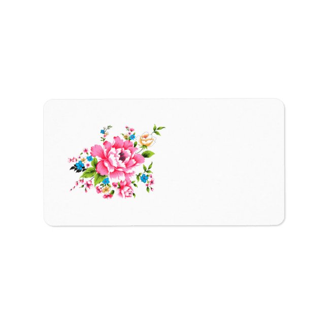 Wedding Pink Peony bunch of flowers Label (Front)