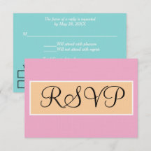 Wedding Pink Sandy Beach Seafoam Blue RSVP