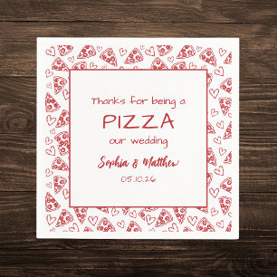 Wedding Pizza After Party Red Italian Hand Drawn Napkin