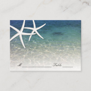 Wedding Place Card   Blue Sea Starfish Beach