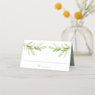 Wedding Place Card, Escort Card, Watercolor Leaves Card