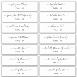 Wedding Place Card Guest Names Table Number  Stick