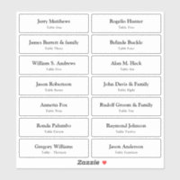 Wedding Place Card Guest Names Table Number Stick