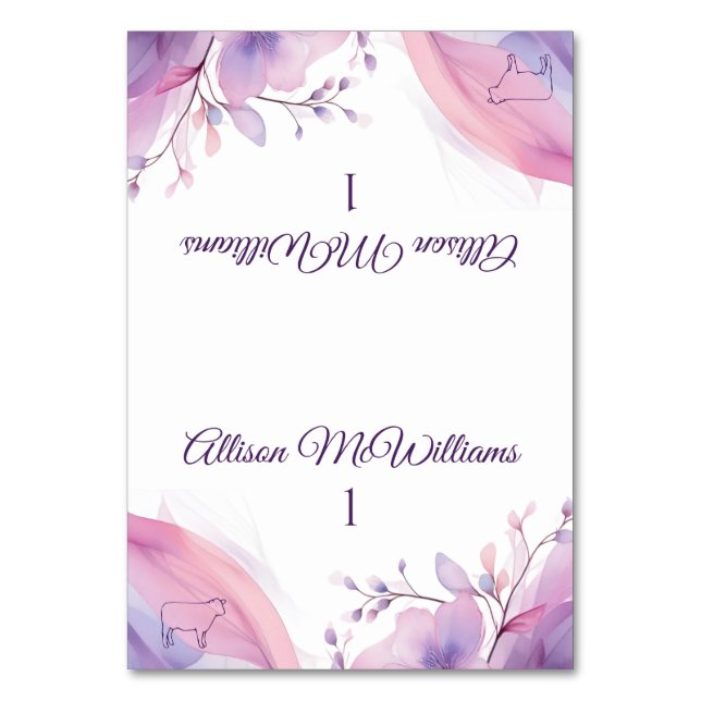 Wedding Place card-Meat Icon-Cherry Blossoms Table Number (Front)