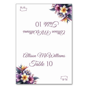 Wedding Place card-Tropical Floral-Pork Icon- Table Number