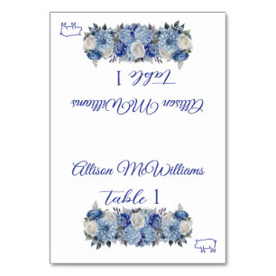 Wedding Place card-Watercolor Flowers-Pork Icon- Table Number