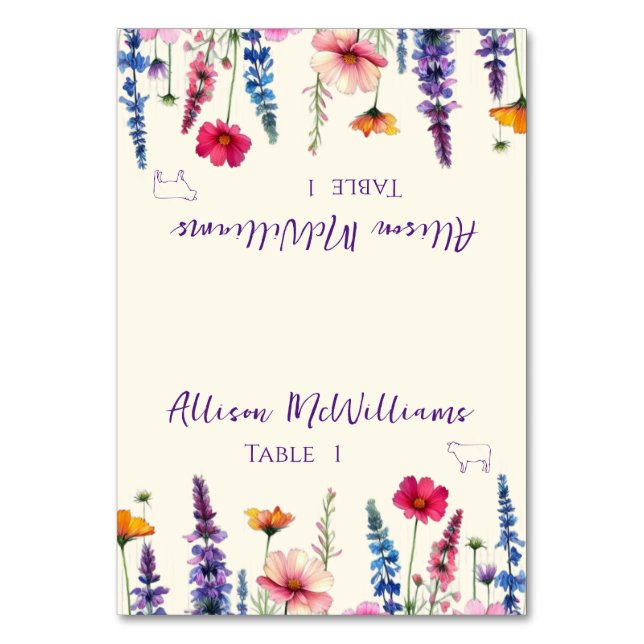 Wedding Place card-Wildflower Symphony-Meat- Table Number (Front)