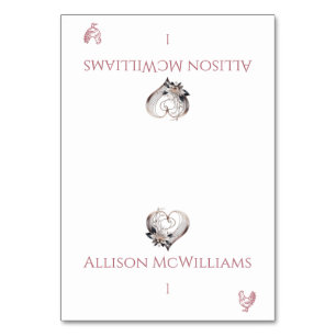Wedding Place cards-Chicken Icon-Pink Heart Table Number