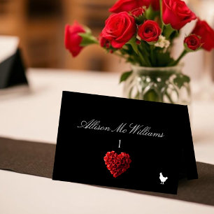 Wedding Place Cards Chicken Icon-Red Roses