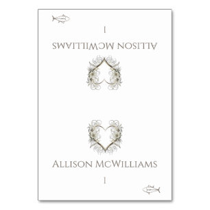Wedding Place cards-Fish Icon-Flowers with a Heart Table Number