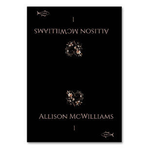 Wedding Place cards-Fish Icon-Rose Gold Flowers Table Number