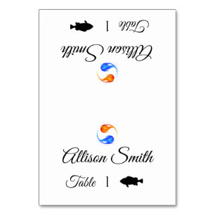 Wedding Place Cards-Fish Icon-Twin Flames- Table Number