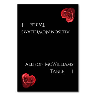 Wedding Place cards--Heart Shaped Red Rose Table Number