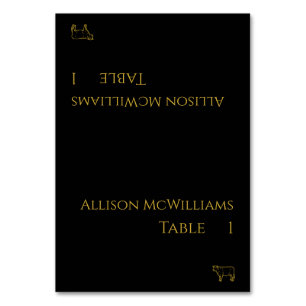 Wedding Place cards-Meat Icon-Black and Gold- Table Number