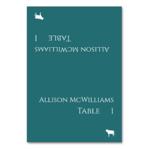 Wedding Place cards-Meat Icon-Emerald Green- Table Number