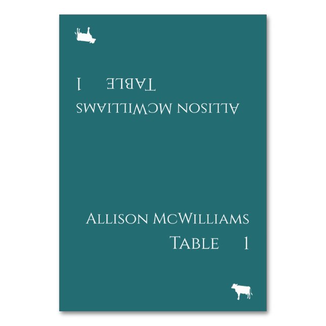 Wedding Place cards-Meat Icon-Emerald Green- Table Number (Front)