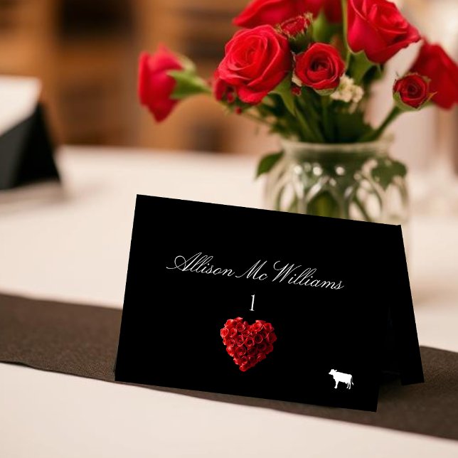 Wedding Place Cards Meat Icon-Red Roses (Wedding Place Cards Meat Icon-Red Roses)