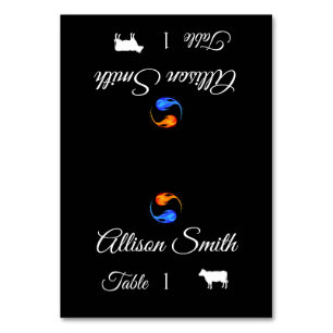 Wedding Place Cards-Meat Icon-Twin Flames- Table Number